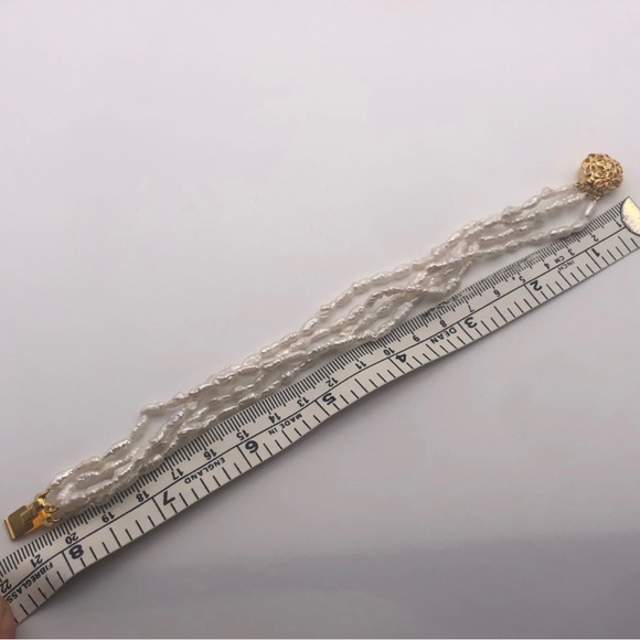 Vintage biwa pearl three-strand bracelet, 8” - Picture 3 of 3